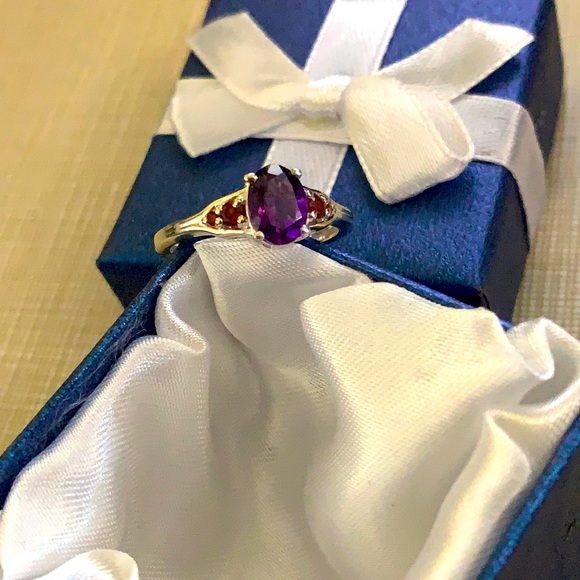 Made USA Delicate Beauty SS925 amethyst garnetRing - Picture 3 of 16
